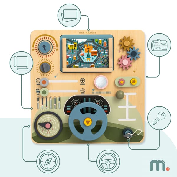 Mamabrum Montessori 2-i-1 cockpit – chauffør og pilot legetavle