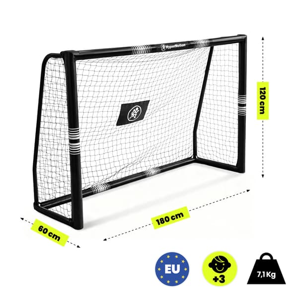 Fodboldmål 180x120 cm HyperMotion sort stålmål med net