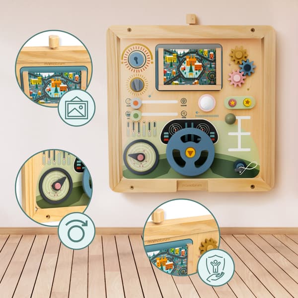 Montessori träbräda 2-i-1 – Förar- & pilotcockpit för barn
