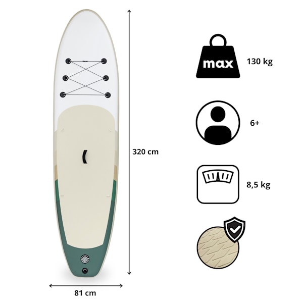 Oppustelig SUP Stand Up Paddle board 320cm med pagaj og sæde - HyperMotion WAVE BOOST 320