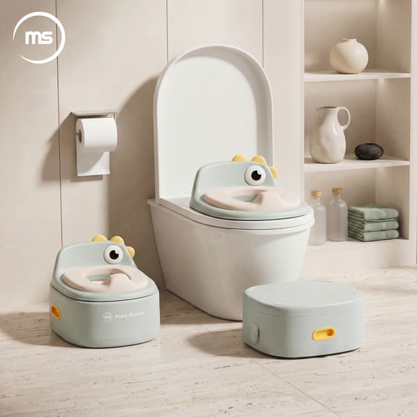 Moby-System 3-i-1 potta med toalettsits och pall – salviagrön