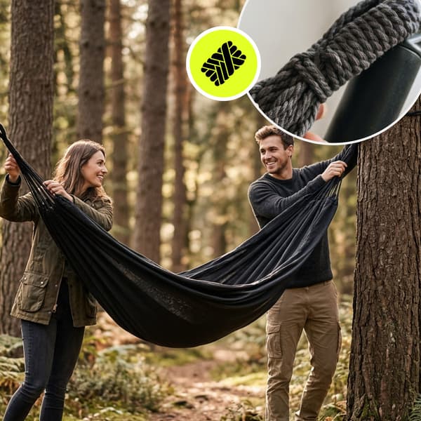 Boho hængekøje grå med opbevaringspose | HyperMotion