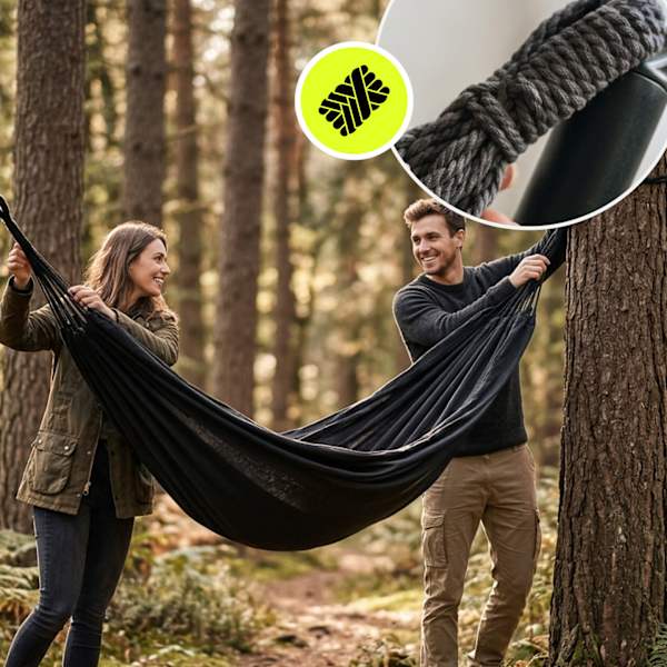 Boho hängmatta grå med transportpåse för trädgård