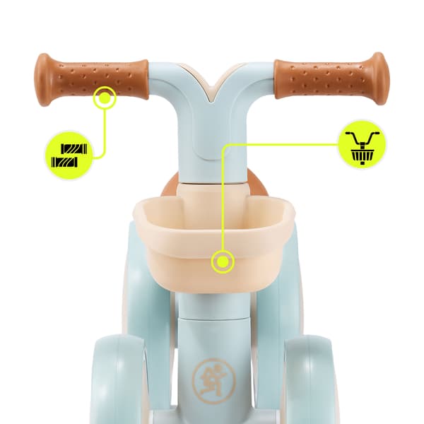 Firehjulet løbecykel til børn med kurv TOBI MINI blå