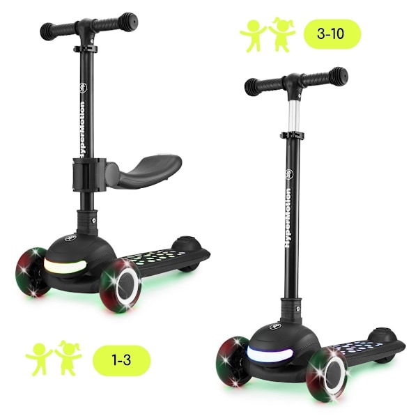HyperMotion LUMI 3-i-1 balancescooter - oplyst platform og LED-hjul, sort farve Black