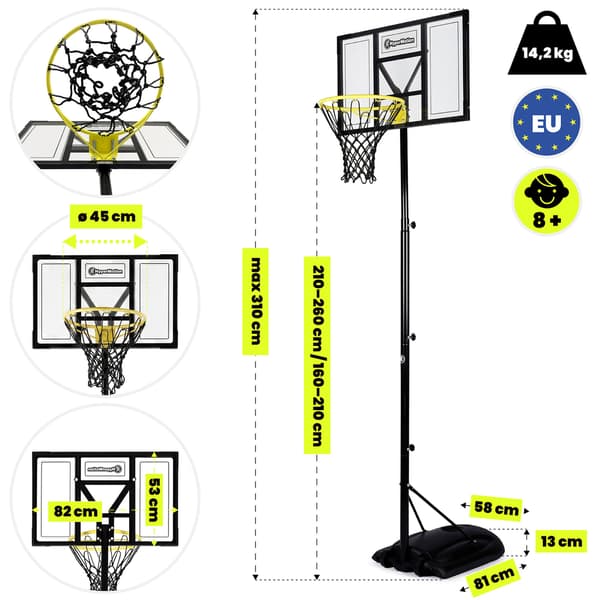 Justerbar Basketkorg 160–260 cm Basketställ HyperMotion