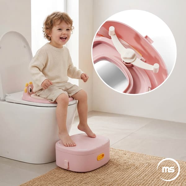 Moby-System 3-i-1 potta med toalettsits och pall – rosa