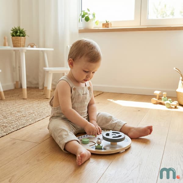 Mini aktivitetsbräda i trä Montessori ratt bräda sensorisk lek