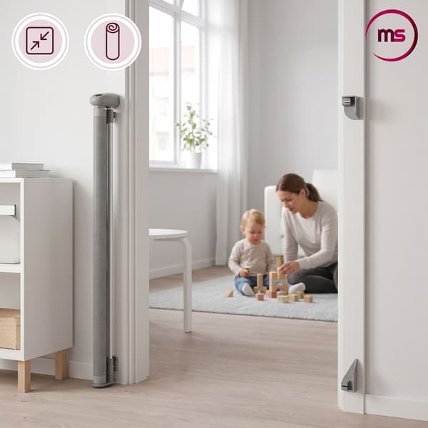 Moby-System HOMESAFE rullattava turvaportti 140 cm, harmaa