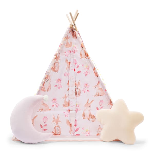 Tipi til børn Mamabrum – magisk legetelt i pink med LED