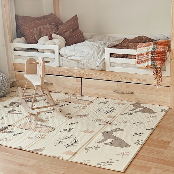 Dubbelsidig vikbar skummatta 180 x 120 x 1 cm - Magic Forest/Autumn Streets - boho Magic Forest