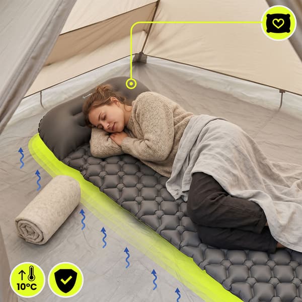 Ultralet Oppustelig Liggeunderlag 190x56 cm Camping Grå