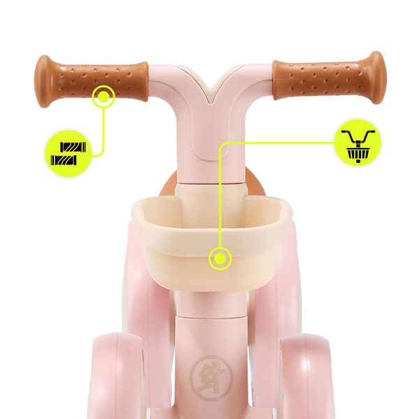 Firehjulet løbecykel til børn med kurv TOBI MINI pink