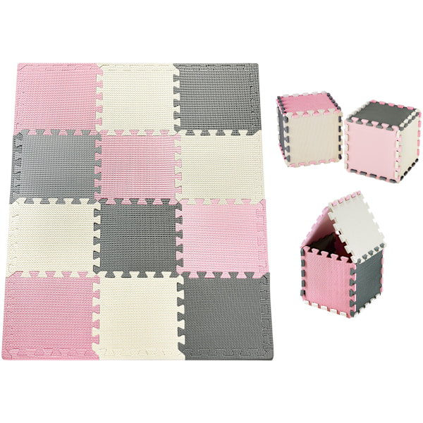 Vaahtomuovi palapeli 12 kpl - vaahtomuovi opetusmatto 120 x 90 x 1,2 cm reunalla - vaaleanpunainen