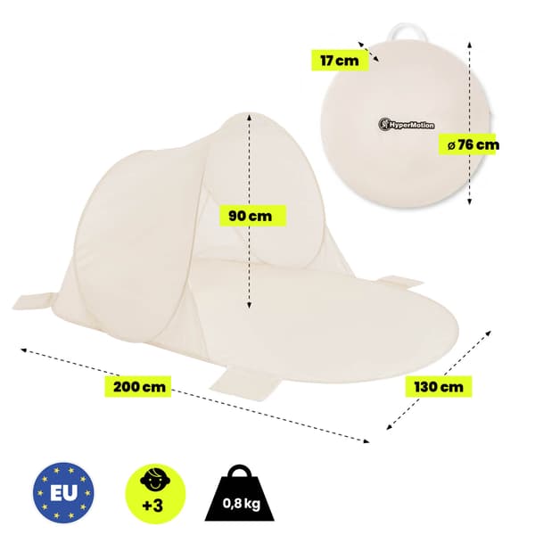 HyperMotion pop-up-rantateltta 200 × 130 × 90 cm, beige