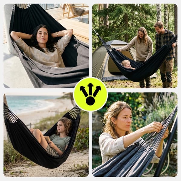 Boho hængekøje grå med opbevaringspose | HyperMotion