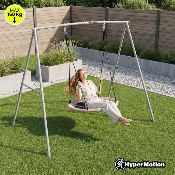 Fuglerede gynge med stativ 100 cm HyperMotion grå beige
