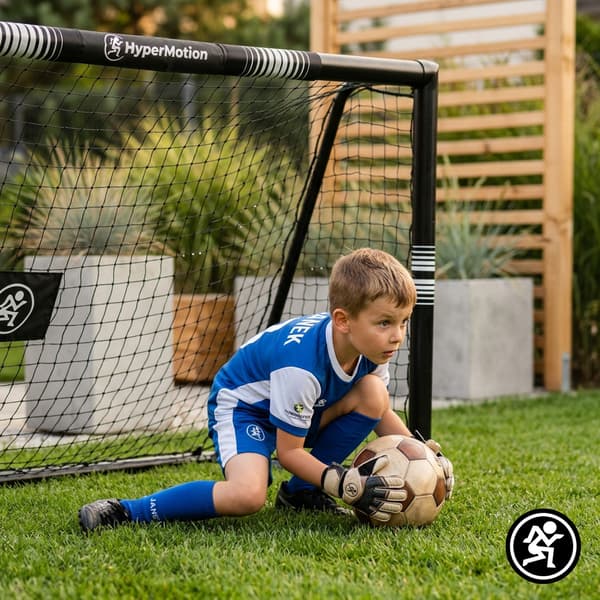 Fodboldmål 180x120 cm HyperMotion sort stålmål med net