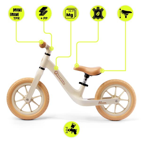 Løbecykel HyperMotion Bloom 12” sandgrå til børn