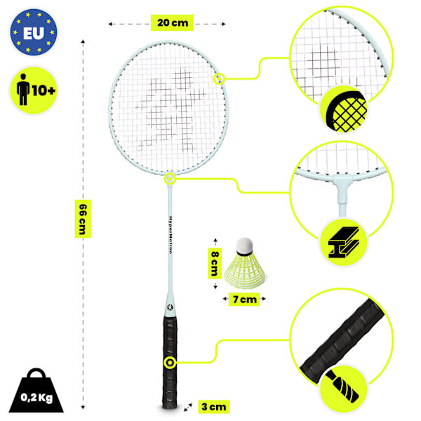 Badmintonset för 2 spelare med racketar salvia