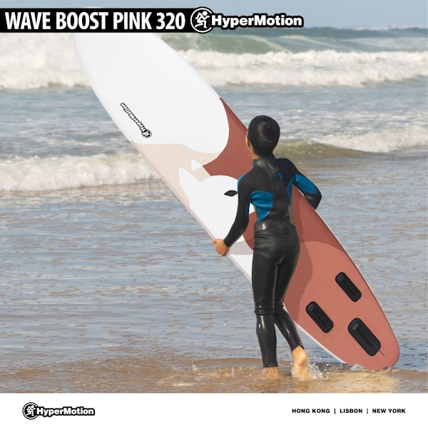 Oppustelig SUP Stand Up Paddle board 320cm med pagaj og sæde - HyperMotion WAVE BOOST PINK 320