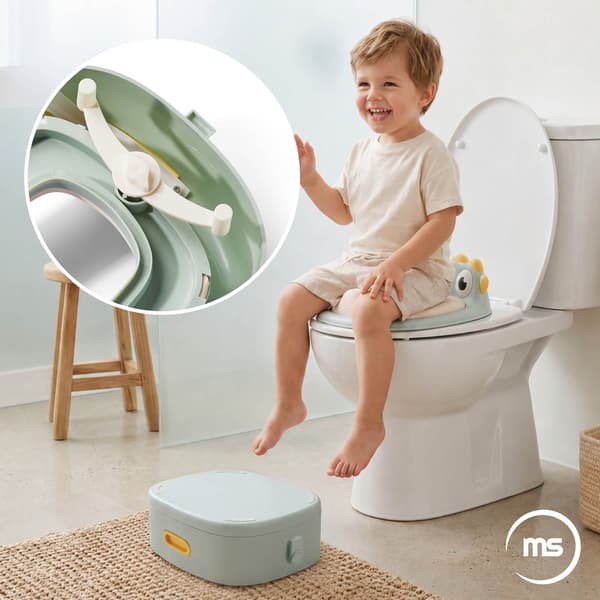 Moby-System 3-i-1 potta med toalettsits och pall – salviagrön