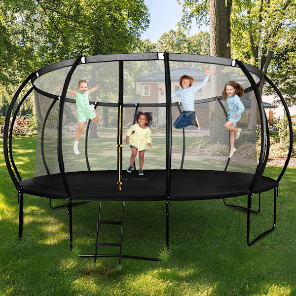 XXXL trädgårdstrampolin för barn HyperMotion - 487 cm 16FT - med stege och invändigt nät - för hem och trädgård - max 150 kg 487 cm
