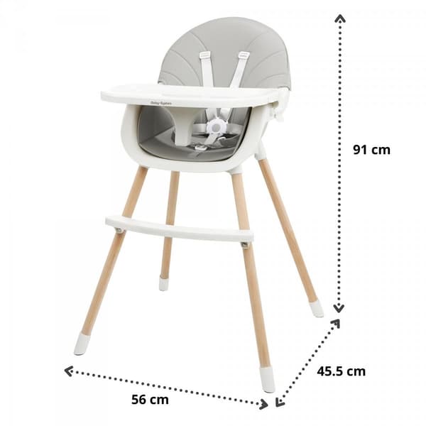 AMELIA 3-in-1 Moby-System -syöttötuoli, harmaa