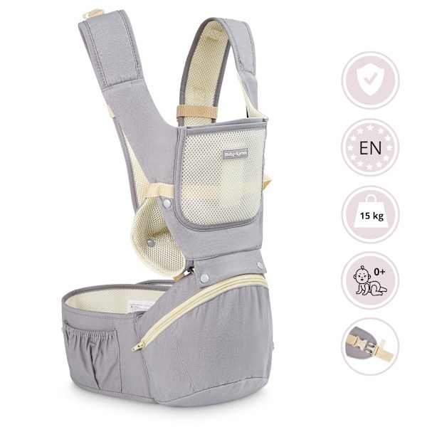 Ergonomisk babyskydd - AMY 10in1 - 0-36 månader, grå