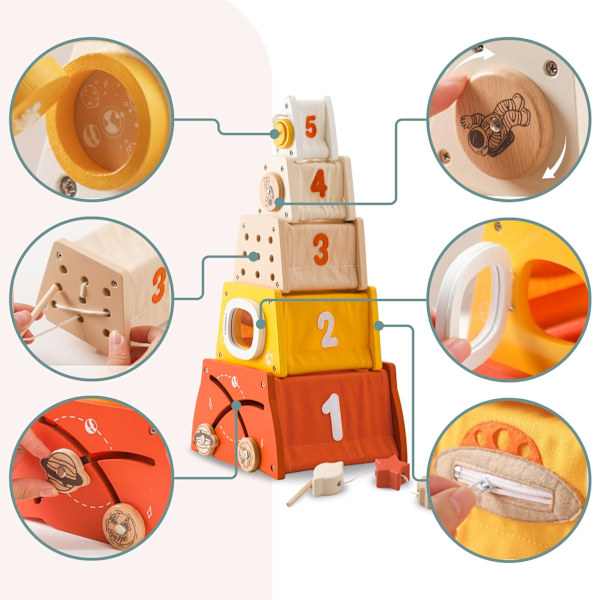 Montessori Puinen Oppimispyramidi & Muotosorter
