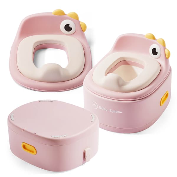 Moby-System 3-i-1 potta med toalettsits och pall – rosa