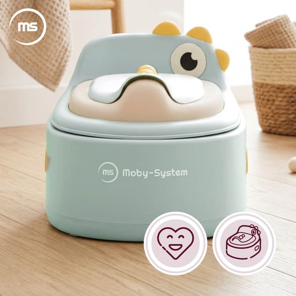 Moby-System 3-i-1 potta med toalettsits och pall – salviagrön