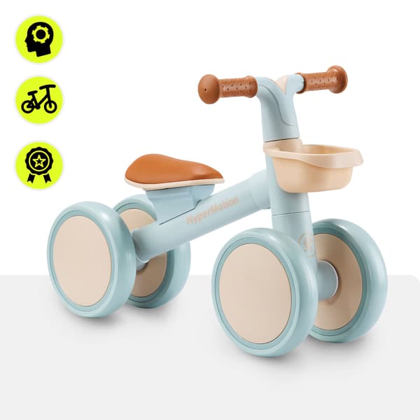 Firehjulet løbecykel til børn med kurv TOBI MINI blå