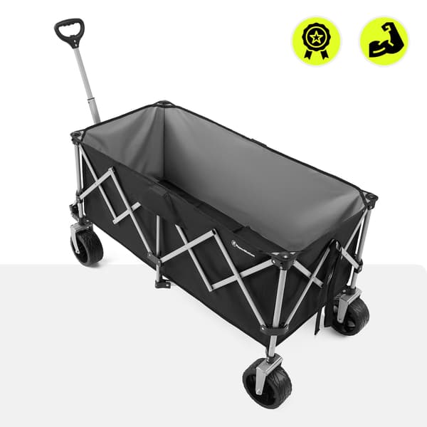 Foldbar strandvogn XXL 250L transportvogn HyperMotion sort/sølv