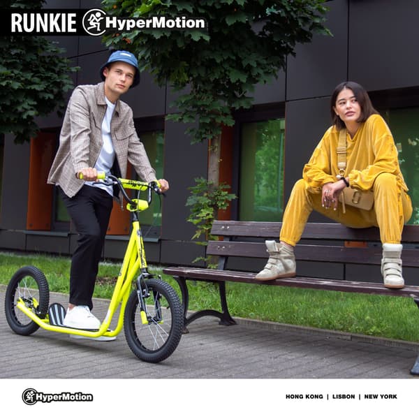 Stadsscooter HyperMotion Runkie med 16” luftdäck och V-bromsar – gul