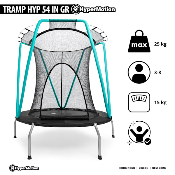 Mint trampolin 137cm med beskyttelsesnet - til børn 3-8 år - til hjem og have 137 cm