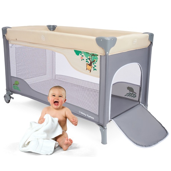 Resesäng 0 - 36 m med skötbord + Moby-System HUXLEY lekhage