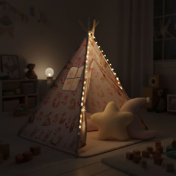 Tipi til børn Mamabrum – magisk legetelt i pink med LED