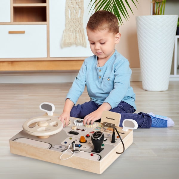 Montessori-lekbräda i trä för små barn - instrumentbräda för bil