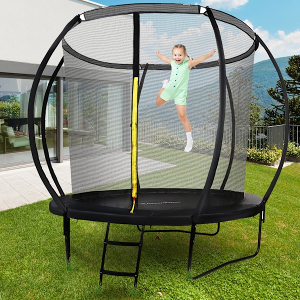HyperMotion børnehavetrampolin - 244 cm 8FT - med stige og indvendigt net - til hjem og have 244 cm