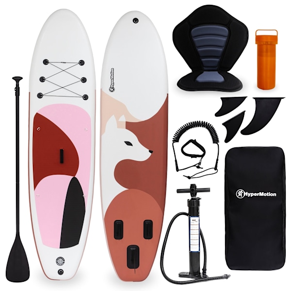 Oppustelig SUP Stand Up Paddle board 320cm med pagaj og sæde - HyperMotion WAVE BOOST PINK 320