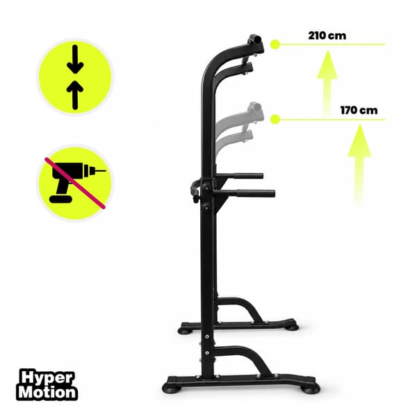 HyperMotion Power Tower leuanvetoteline 210 cm, 150 kg, musta