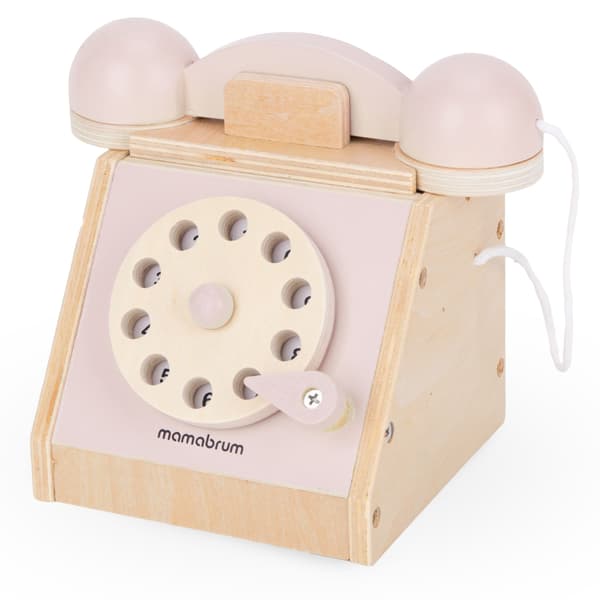 Puinen retropuhelin - pastellinpunainen