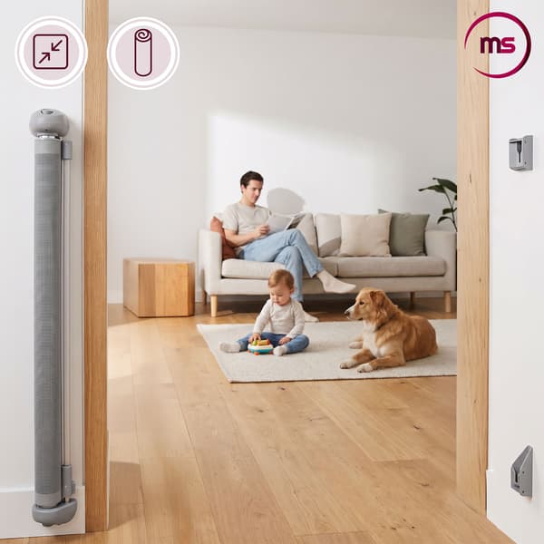 Moby-System SAFEGUARD utdragbar säkerhetsgrind 140 cm – grå