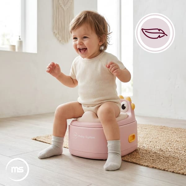 Moby-System 3-i-1 potta med toalettsits och pall – rosa