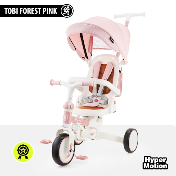 HyperMotion TOBI FOREST 8-i-1 trehjulet cykel til børn – drejeligt sæde, EVA-hjul, solskærm, foldbar, 1-5 år