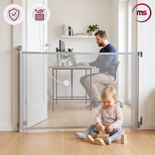 Moby-System HOMESAFE udtrækkeligt sikkerhedsgitter 140 cm, grå