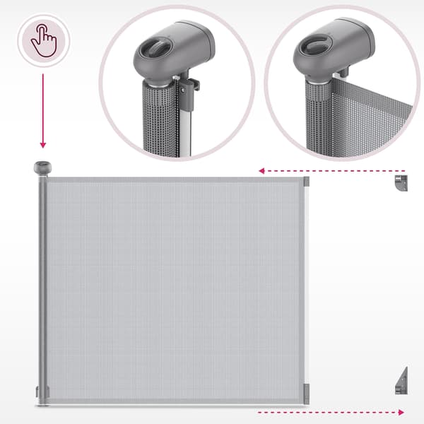 Moby-System HOMESAFE rullattava turvaportti 140 cm, harmaa