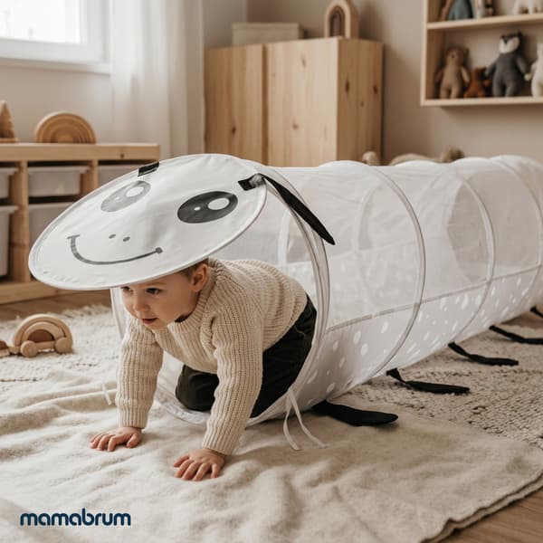 Lektunnel för Barn Larv Pop-Up Tält Mamabrum Grå 180 cm
