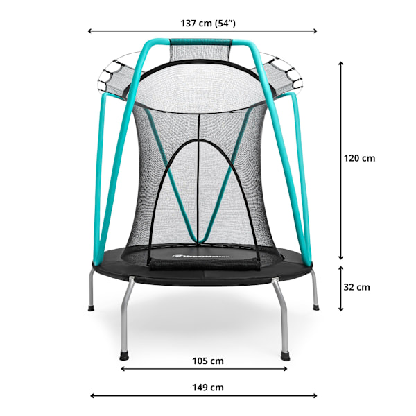 Mintstudsmatta 137cm med skyddsnät - för barn 3-8 år - för hem och trädgård 137 cm